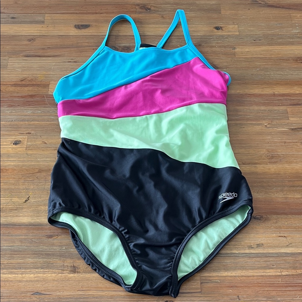 Speedo Mint Green and Turquoise Swimsuit Girls Size 16